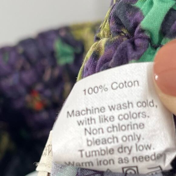 J. Crew 100% Cotton Cottagecore Purple Floral Pull On Elastic Waist Skirt 00 - Picture 6 of 9